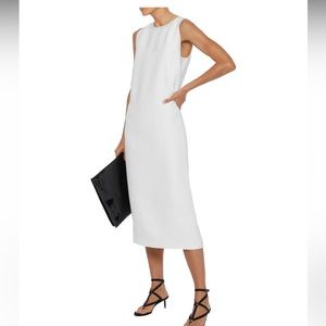 HELMUT LANG Layered Satin-Shell Sleeveless Midi Dress Size 2 NWT